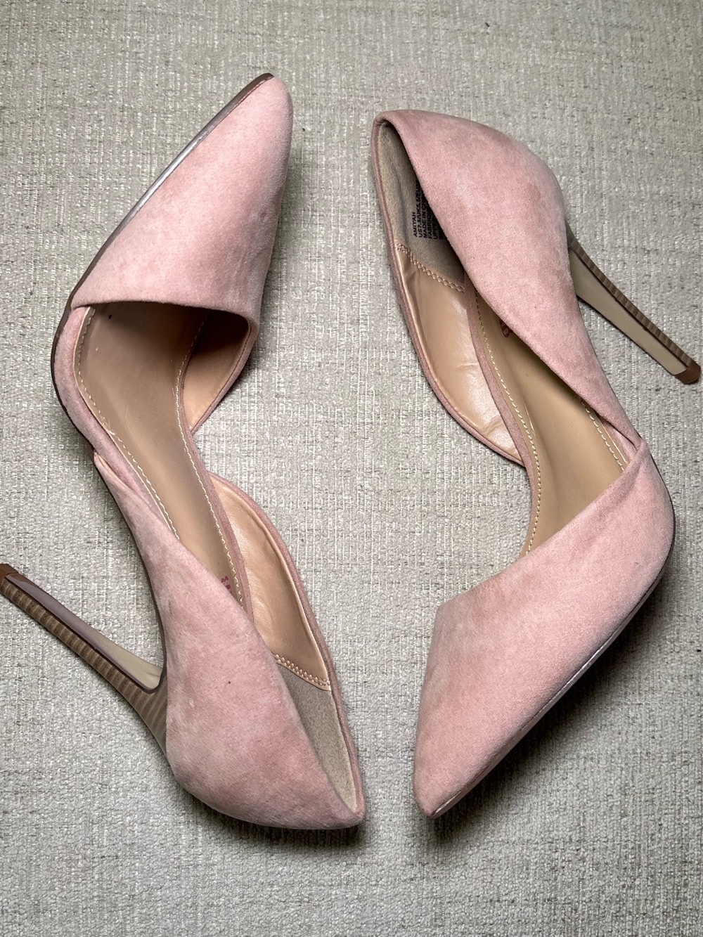 Blush Pink 7.5 Faux Suede D’Orsay Stiletto Pumps Heels Women Neutral Office Chic - Picture 12 of 12